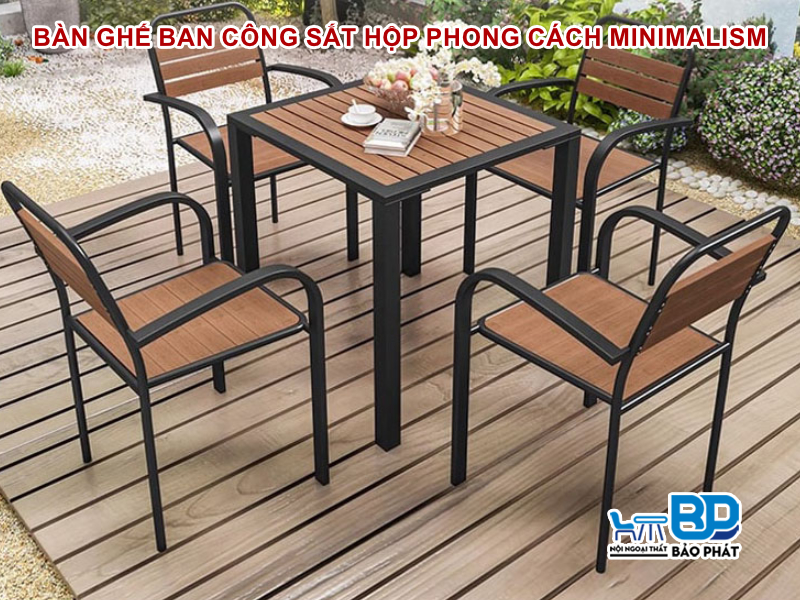 Bàn ghế ban công sắt hộp phong cách Minimalism