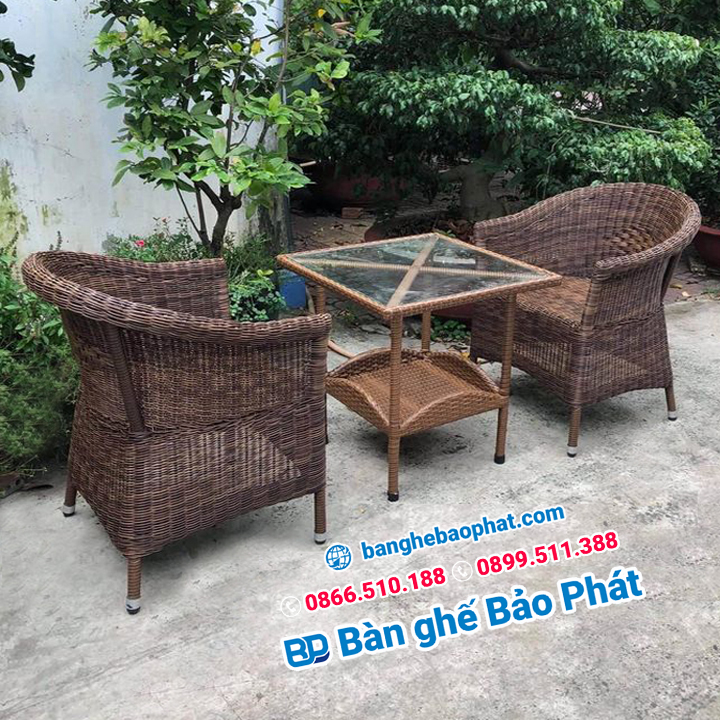 Bàn ghế ban công khách sạn mây nhựa BGKSHBP003