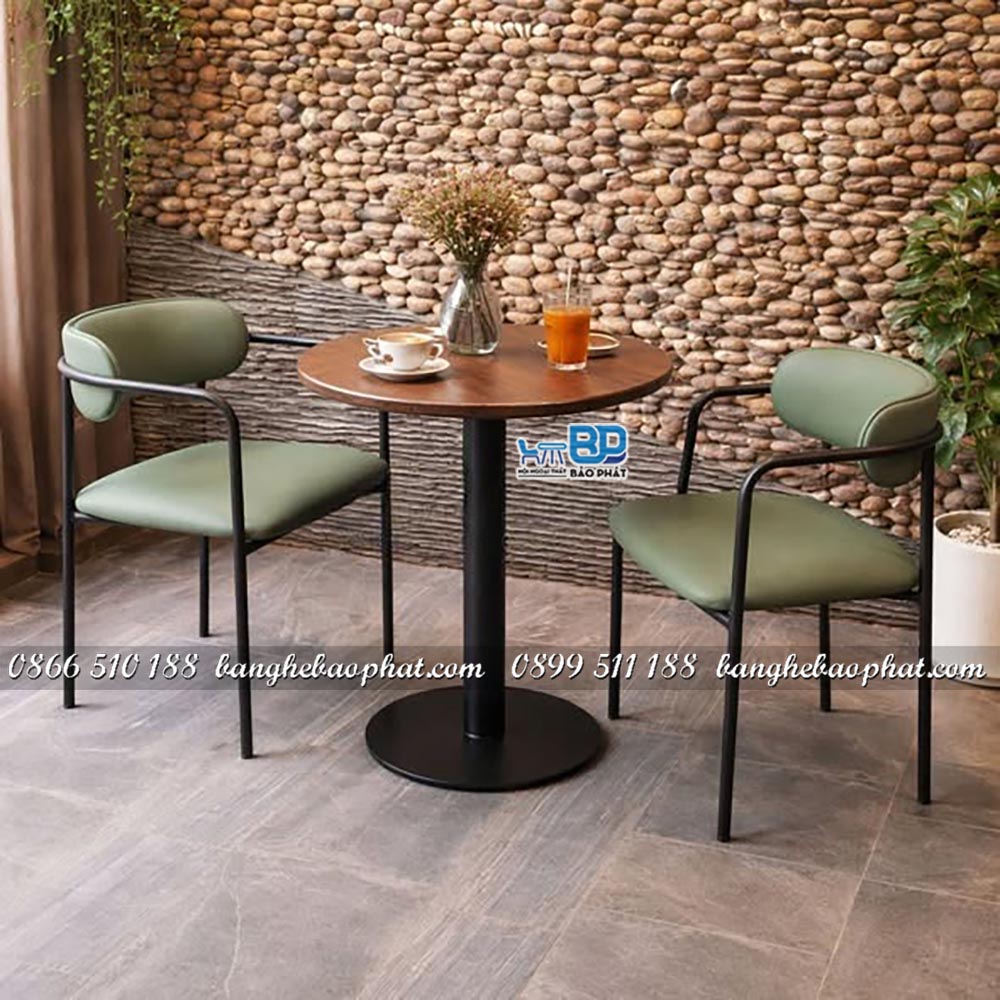 Bàn ghế ban công sắt nệm simon có tay tựa