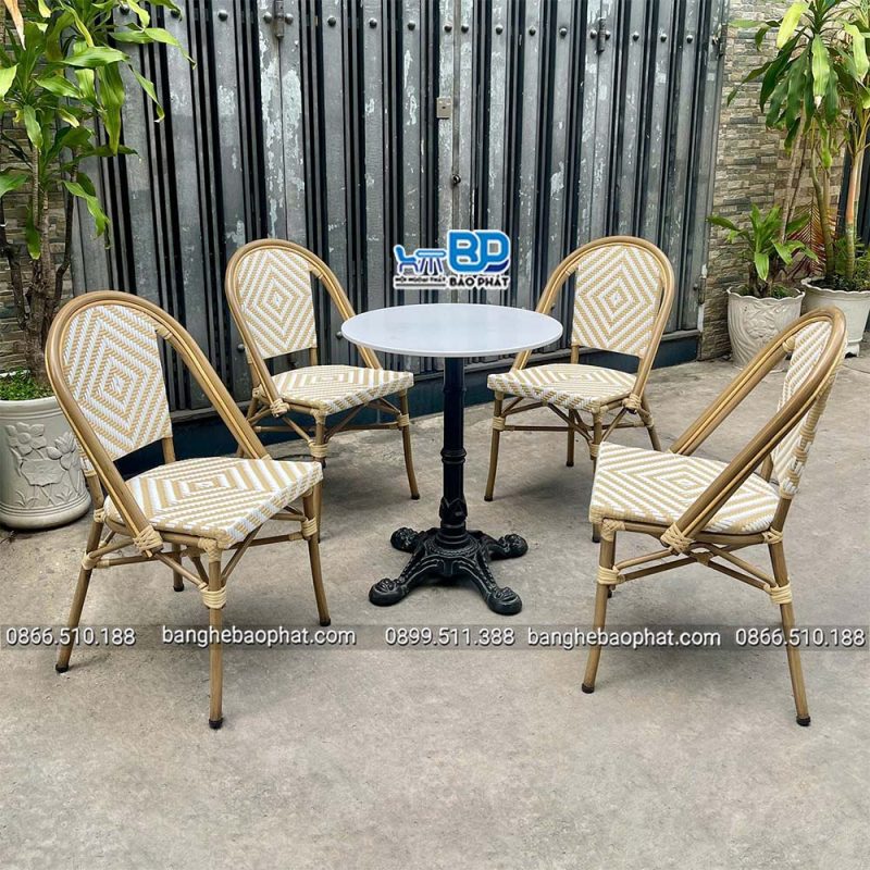 Bộ bàn ghế nhựa giả mây ngoài trời khung nhôm BGNGMBP099