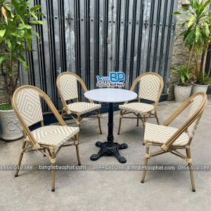 Bàn ghế nhựa giả mây ngoài trời khung nhôm BGNGMBP099