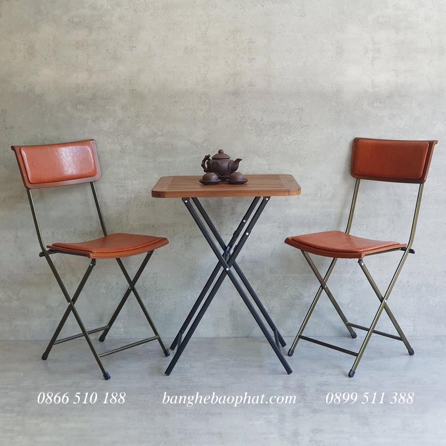 Bộ bàn ghế ban công Fansipang Patio sắt nệm bọc da