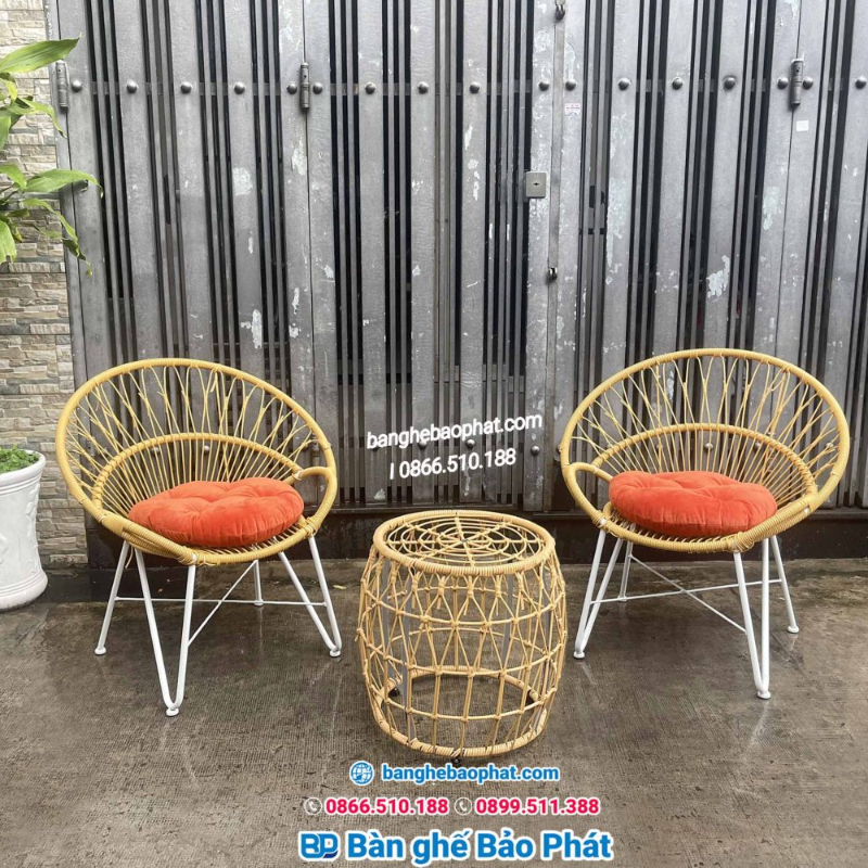 Bộ bàn ghế ban công mây nhựa 2 ghế 1 bàn nhỏ đẹp BGBCBP007