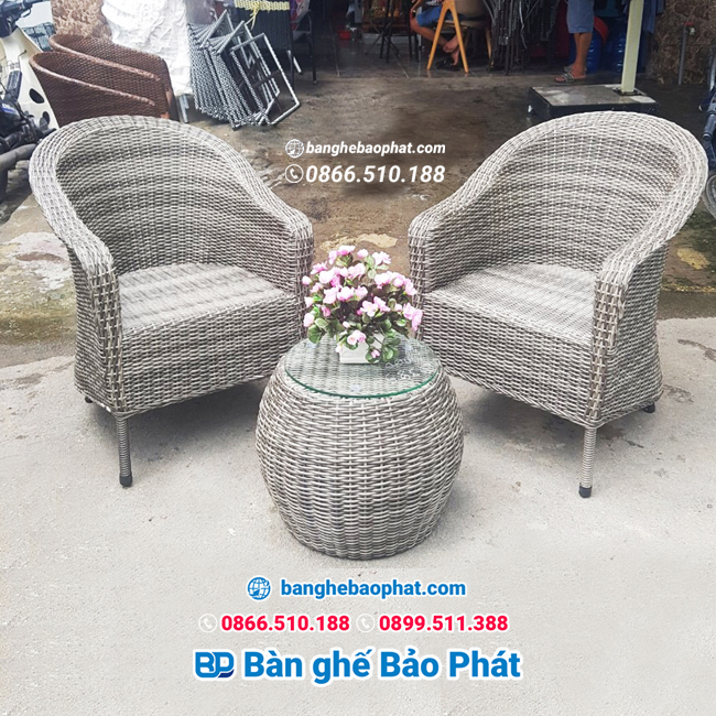 Bộ bàn ghế ban công khách sạn mây nhựa BGKSBP002 