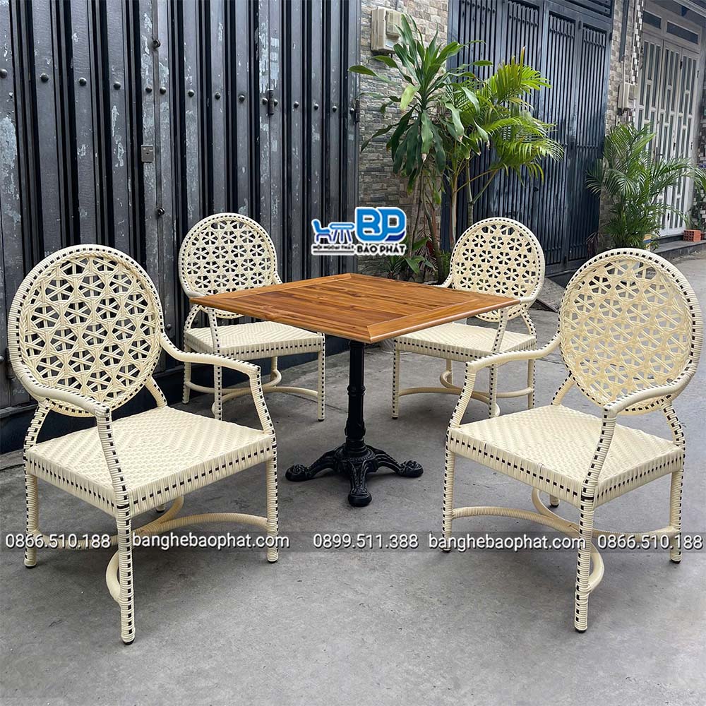 Bàn ghế ban công khách sạn nhựa giả mây cao cấp BGNGMBP100 