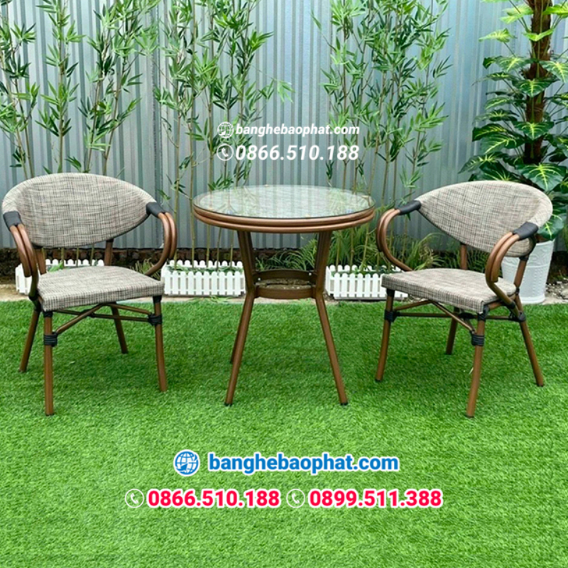 Bộ bàn ghế ban công mây nhựa 2 ghế 1 bàn BGNGMBP-SV004B - Nhập khẩu
