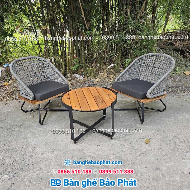 Bộ bàn ghế ban công mây nhựa 2 ghế 1 bàn cao cấp BGNGMBP054