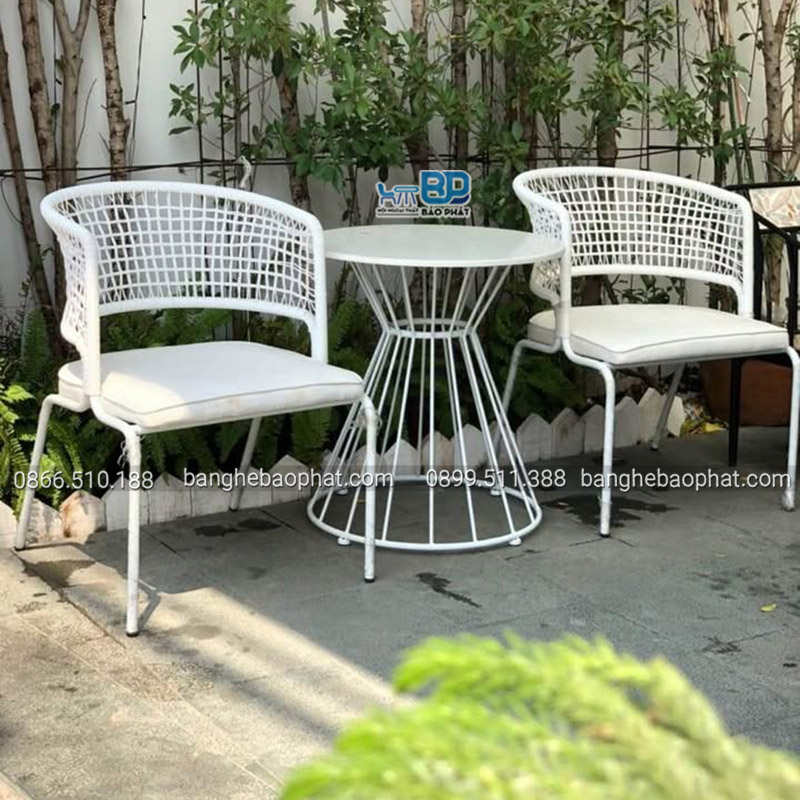 Bộ bàn ghế ban công chung cư đan dây dù BGDDBP002