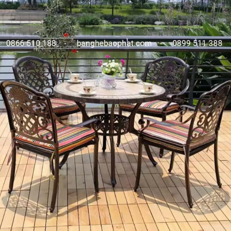 Bộ bàn ghế nhôm đúc ban công resort BGNDBP008