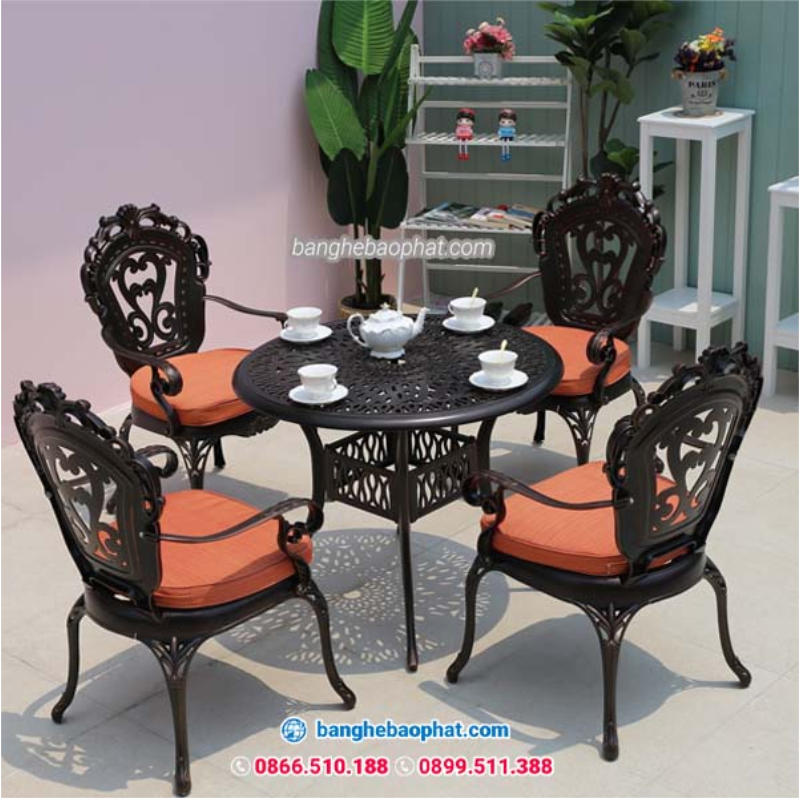 Bộ bàn ghế nhôm đúc ban công resort BGNDBP014