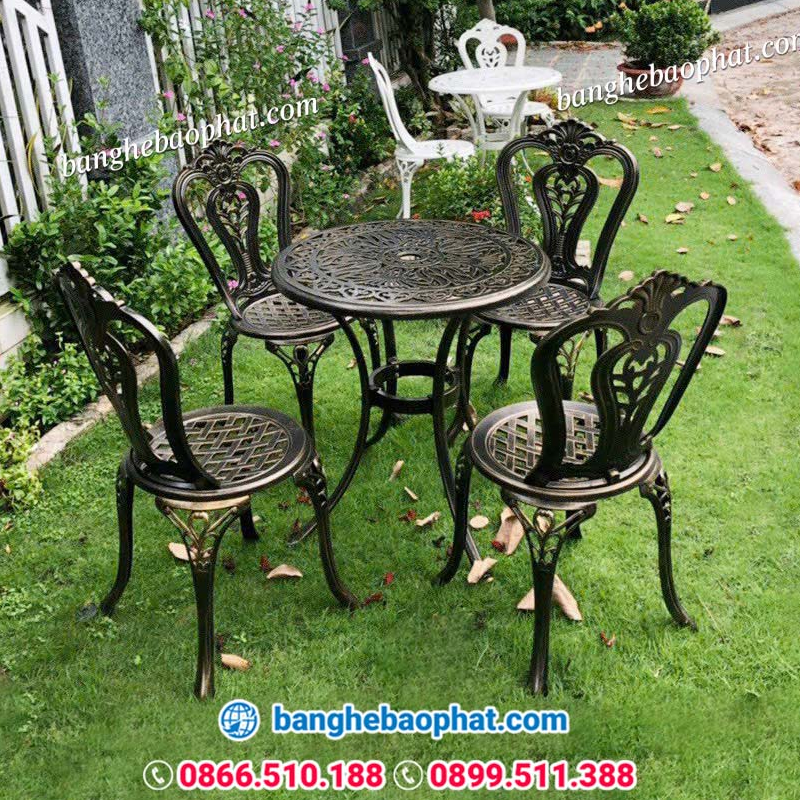 Bộ bàn ghế nhôm đúc ban công resort BGNDBP012A