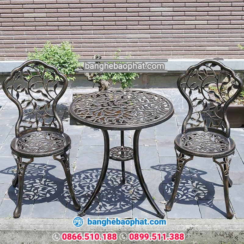 Bộ bàn ghế nhôm đúc ban công resort BGNDBP012B