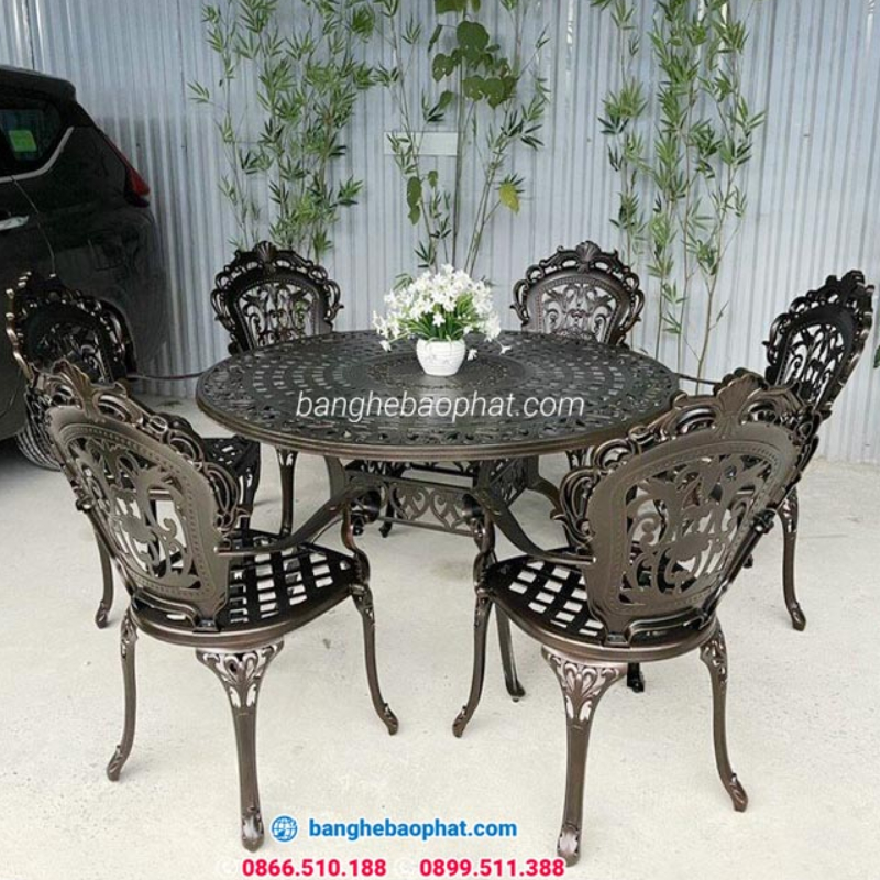 Bộ bàn ghế nhôm đúc ban công resort cao cấp BGNDBP013