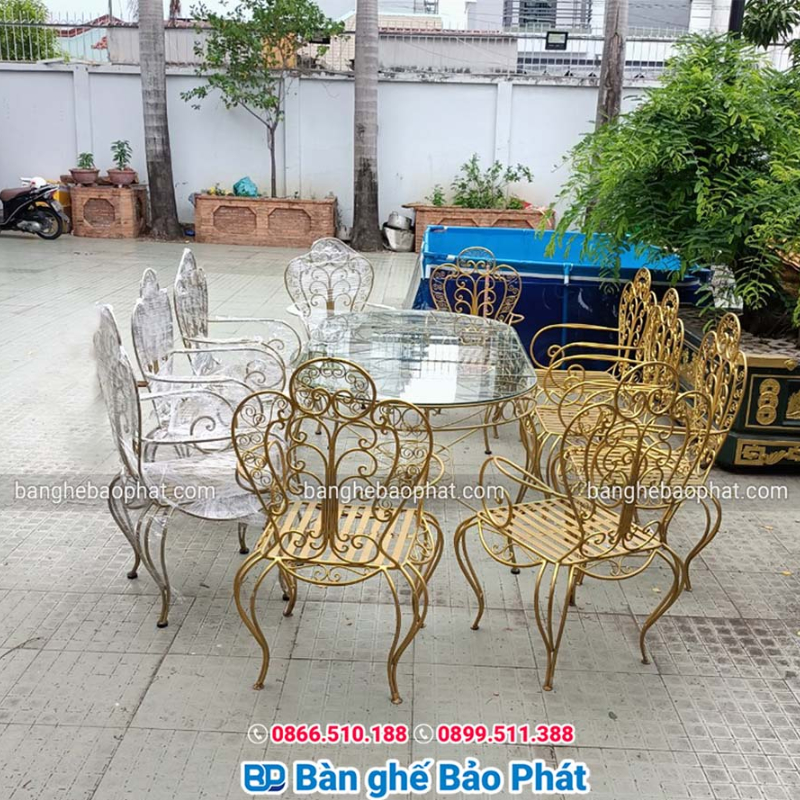 Bộ bàn ghế sắt mỹ thuật ban công BGSBP005
