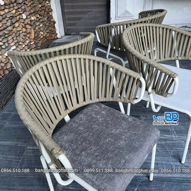 Bộ bàn ghế sắt sơn tĩnh điện đan dây dù BP2026 26 Ghế sắt sơn tĩnh điện đan dây dù BP2026