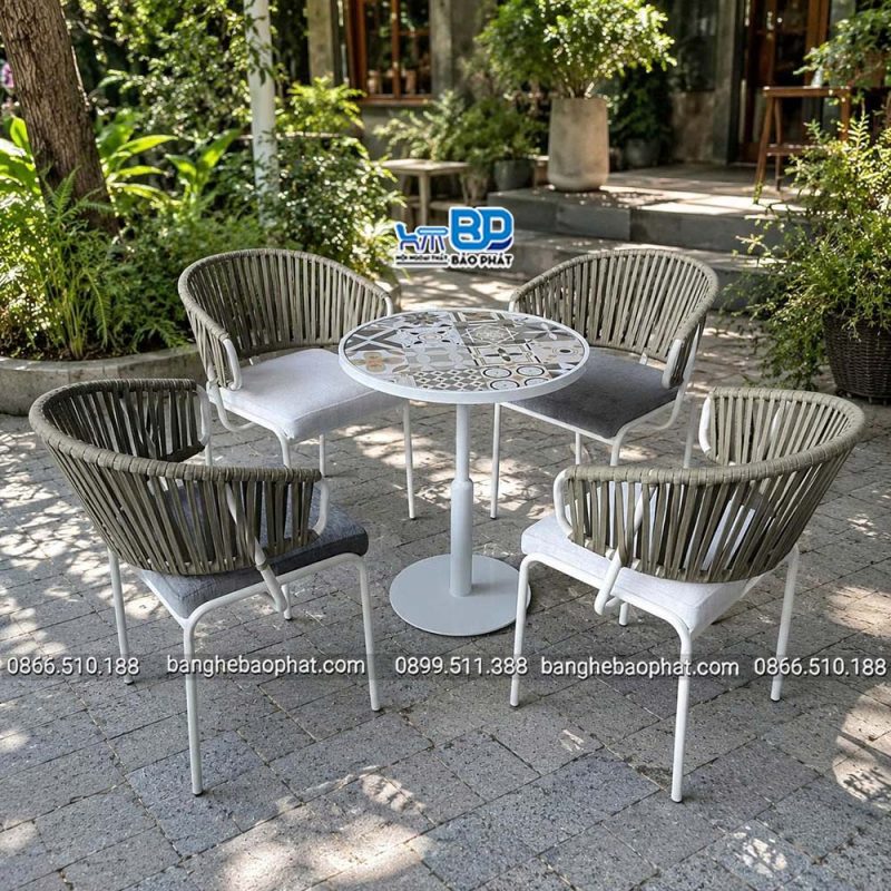 Bộ bàn ghế sắt sơn tĩnh điện đan dây dù BP2026 31 Ứng dụng của bộ bàn ghế sắt sơn tĩnh điện đan dây dù BP2026