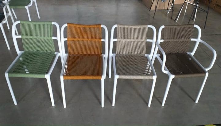 Ghế nhựa xanh đan dây dù có tay 3039