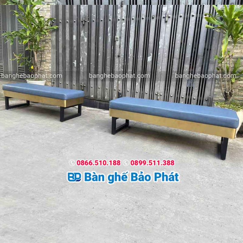 Sofa ban công khung sắt hộp nệm bọc simili cao cấp phong cách Minimalism