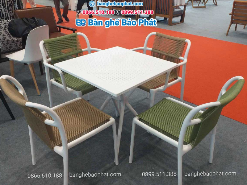 Ghế quán phở nhựa đan dây dù có tay 3039