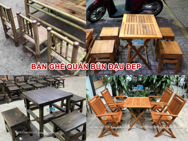 Bàn ghế quán bún đậu