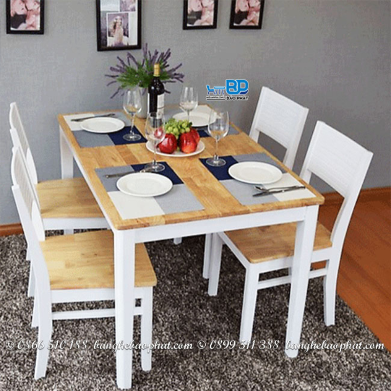 Bộ bàn ghế quán cơm bằng gỗ ghế Cherry