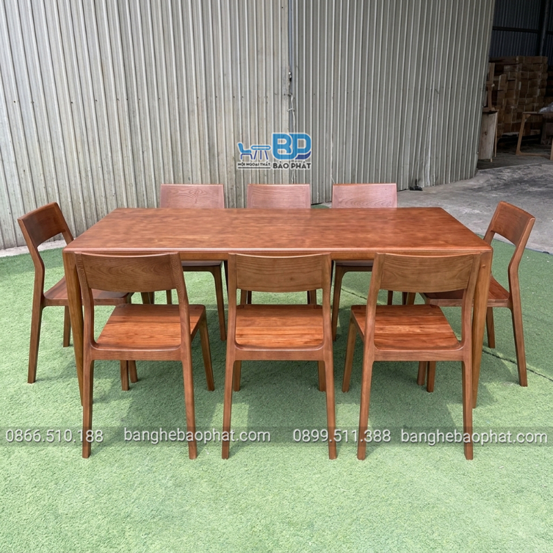 Bộ bàn ghế quán cơm bằng gỗ 6 ghế November 1 bàn Neva