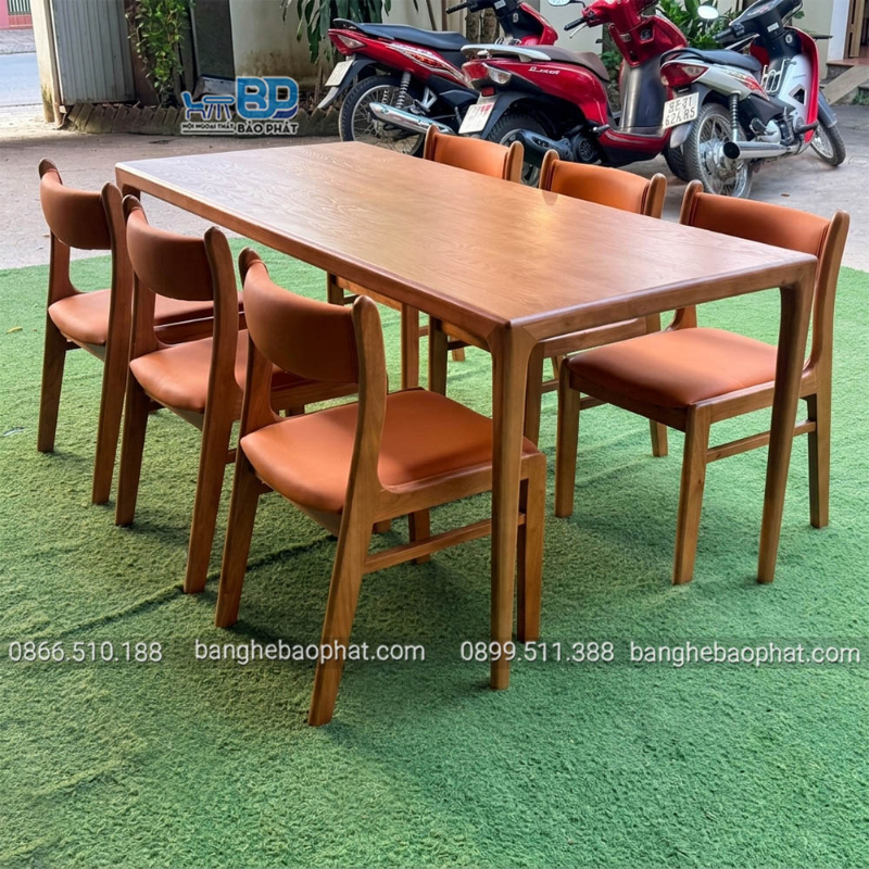 Bàn ghế quán cơm gỗ nệm ghế Bella bàn Neva