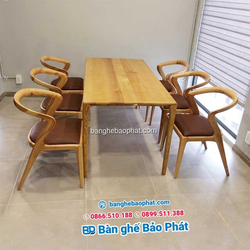 Bộ bàn ghế quán cơm hiện đại bằng gỗ Salma