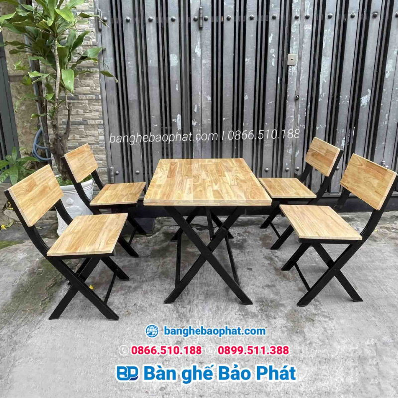 Bộ bàn ghế quán bia hơi giá rẻ sắt gỗ