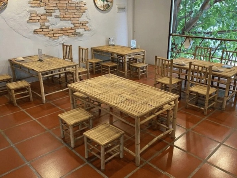 Bộ bàn ghế quán bún đậu bằng tre tự nhiên