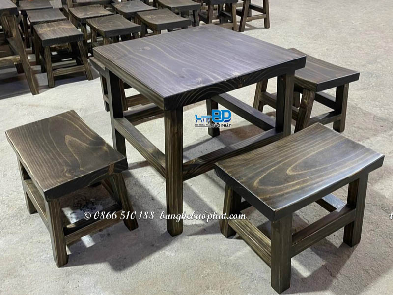 Bộ bàn ghế quán bún đậu gỗ thông 