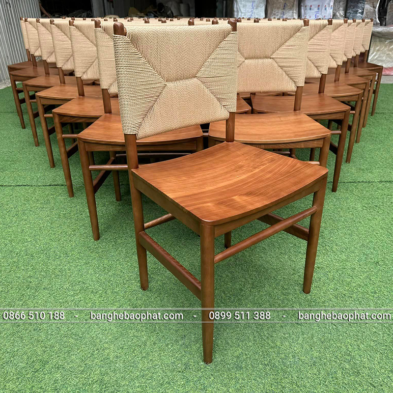 Ghế ăn gỗ đan dây giấy se