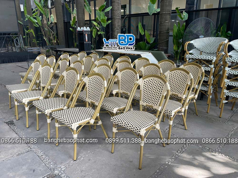Ghế ăn nhập khẩu mây nhựa khung nhôm cao cấp