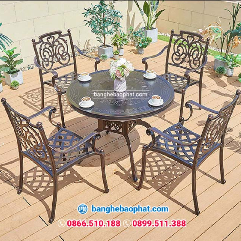 Ghế ăn nhôm đúc cổ điển ngoài trời 