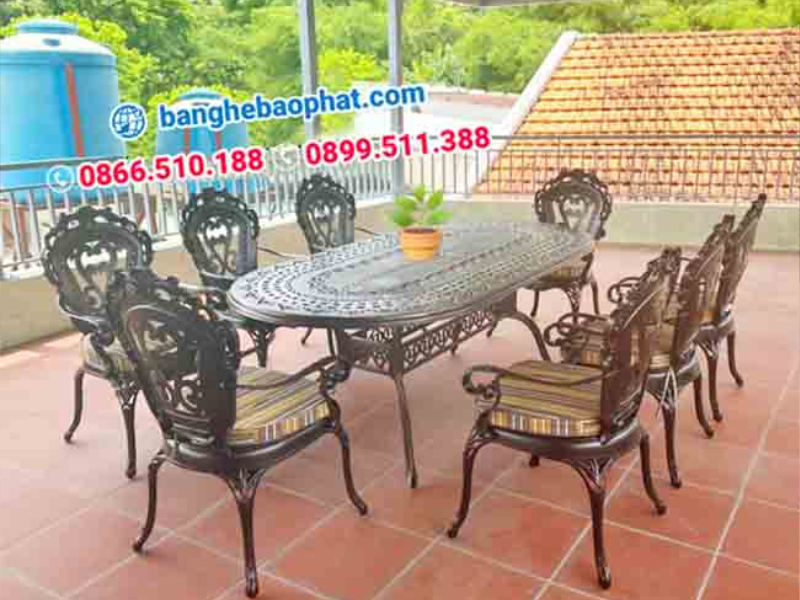 Ghế ăn nhôm đúc nhập khẩu hoa văn tinh xảo