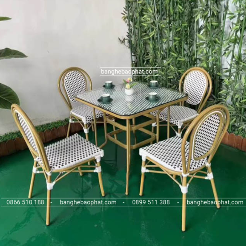 Ghế ăn nhựa giả mây nhập khẩu