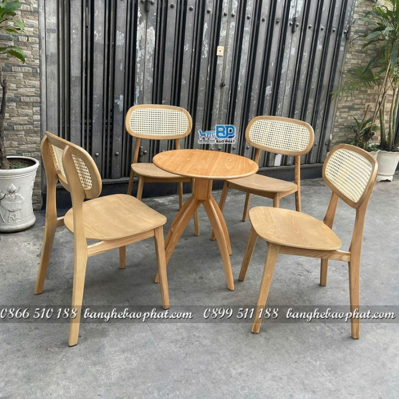 Ghế ăn Secco tựa mây mê ngồi gỗ