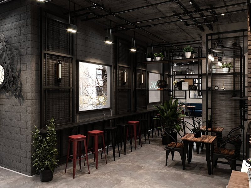mau thiet ke quan cafe 300m2 phong cach cong nghiep 2