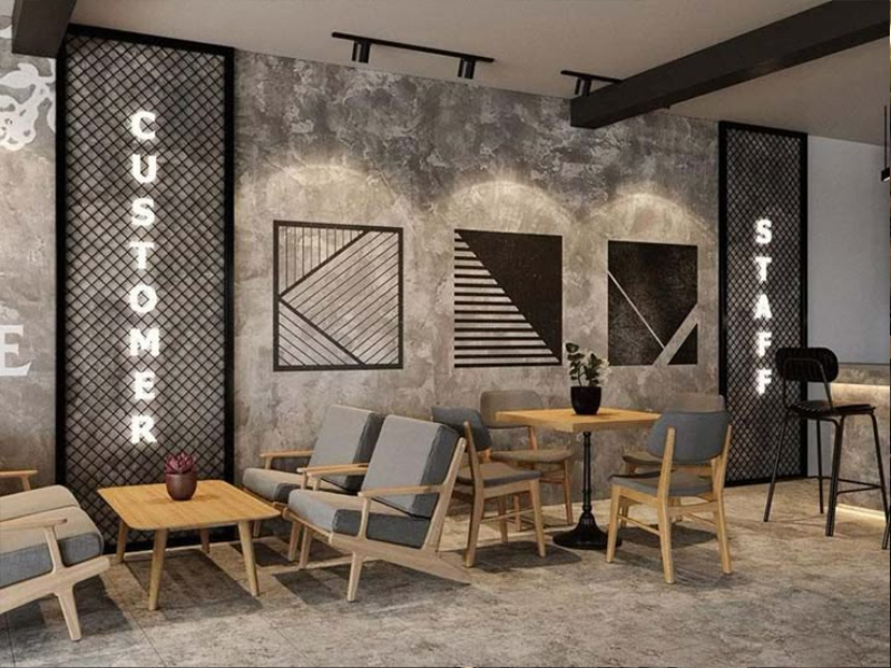 Thiết kế quán cafe 300m2 phong cách Công Nghiệp