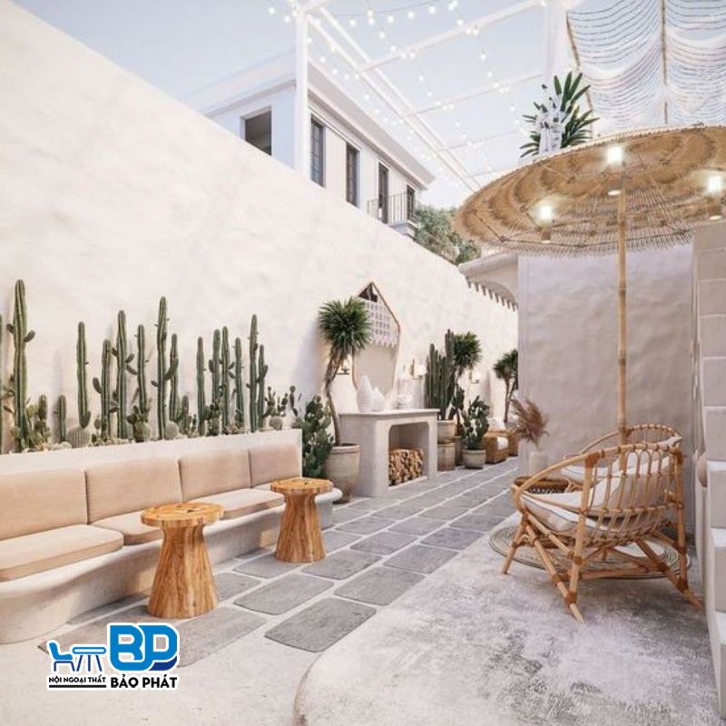 Mẫu thiết kế quán cafe sân thượng phong cách Địa Trung Hải đẹp