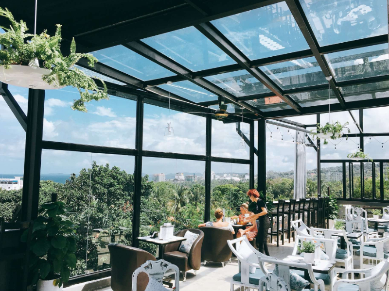 Mẫu thiết kế quán cafe sân thượng Hiện Đại