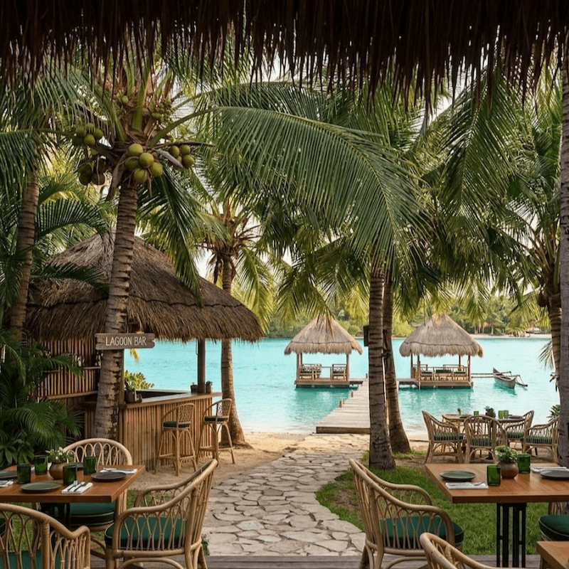 Thiết kế quán cafe sân vườn 100m2 phong cách Nhiệt Đới 