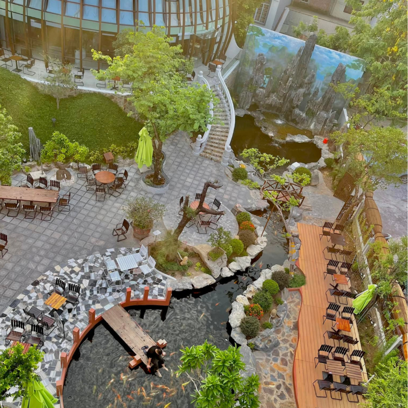 Mẫu thiết kế quán cafe 300m2 sân vườn