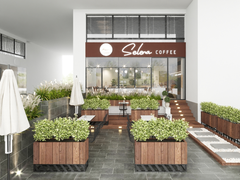 Mẫu quán cafe sân vườn 100m2 phong cách Hiện Đại 