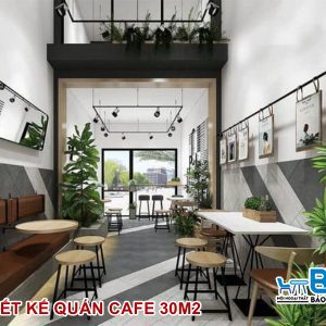 Thiết kế quán cafe 30m2 đẹp, hiện đại