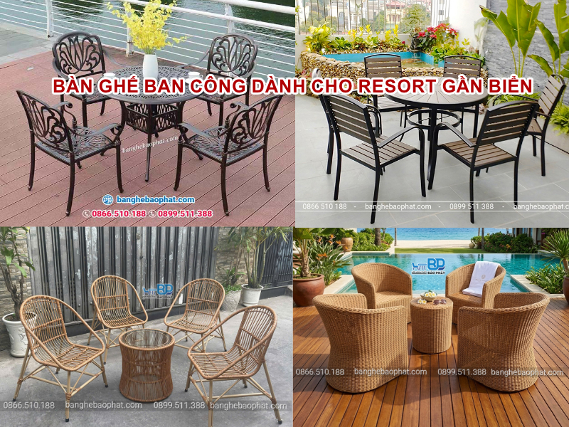 Những mẫu bàn ghế ban công resort chịu được môi trường biển (Muối, gió)