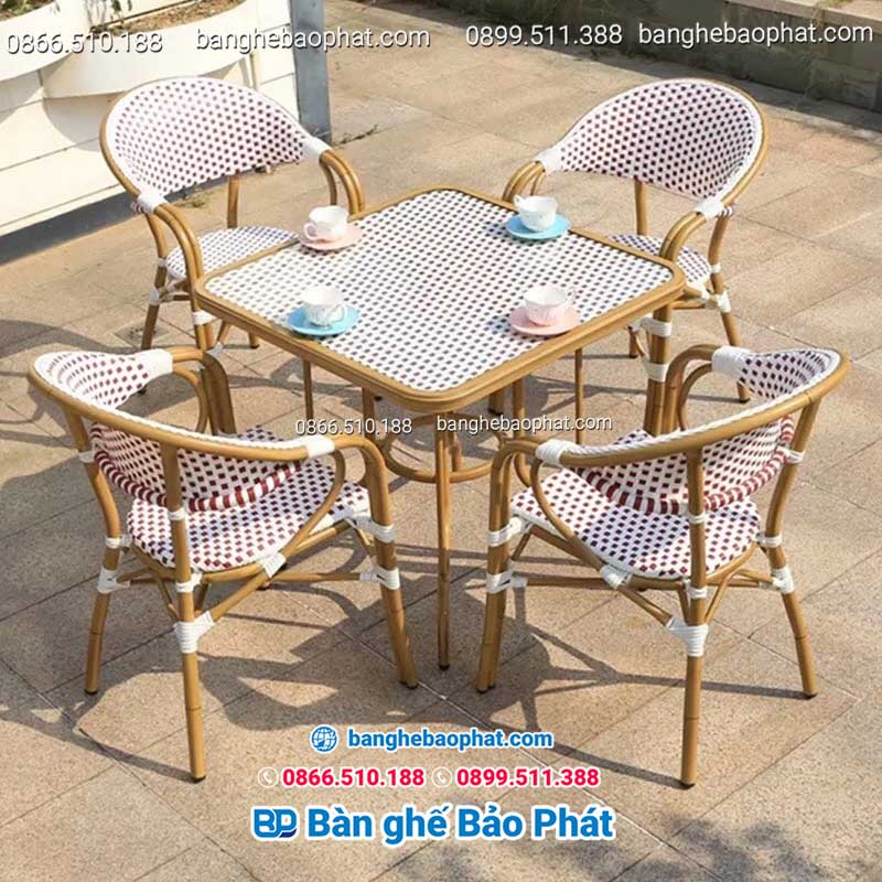 Bộ bàn ghế mây nhựa quán lẩu cao cấp