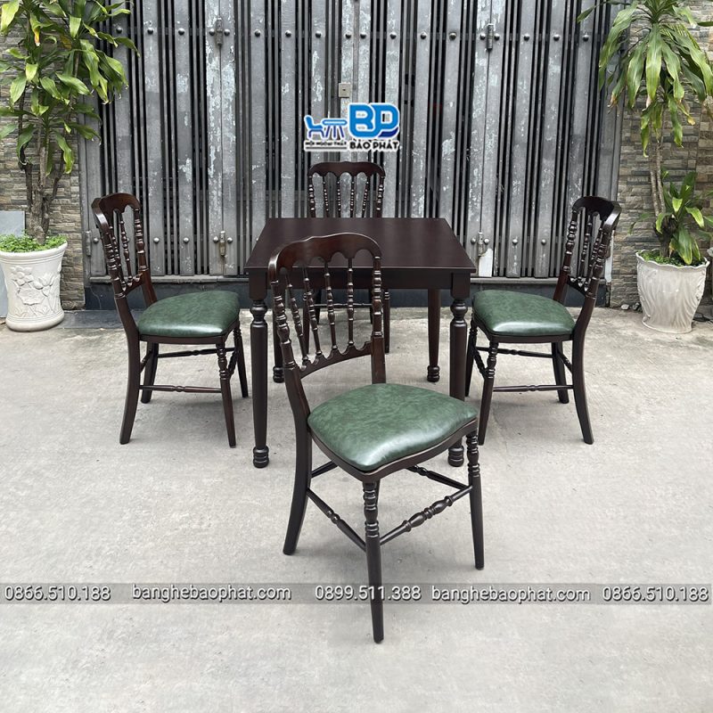 Bàn ghế nhà hàng gỗ nệm napoleon