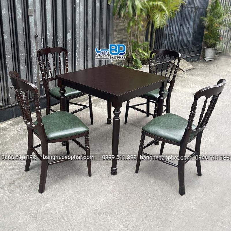 Bàn ghế nhà hàng gỗ nệm napoleon