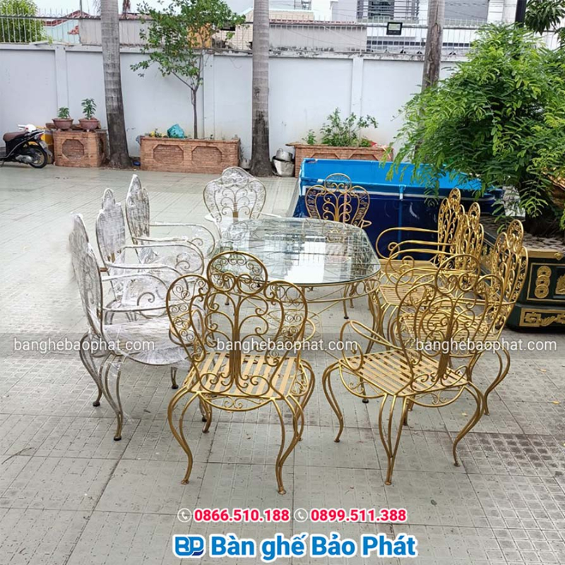 Gợi ý 10+ Mẫu Bàn Ghế Sắt Ngoài Trời Đẹp Cho Sân Vườn Biệt Thự 15 Bộ bàn ghế sắt sân vườn biệt thự cao cấp BGSBP005